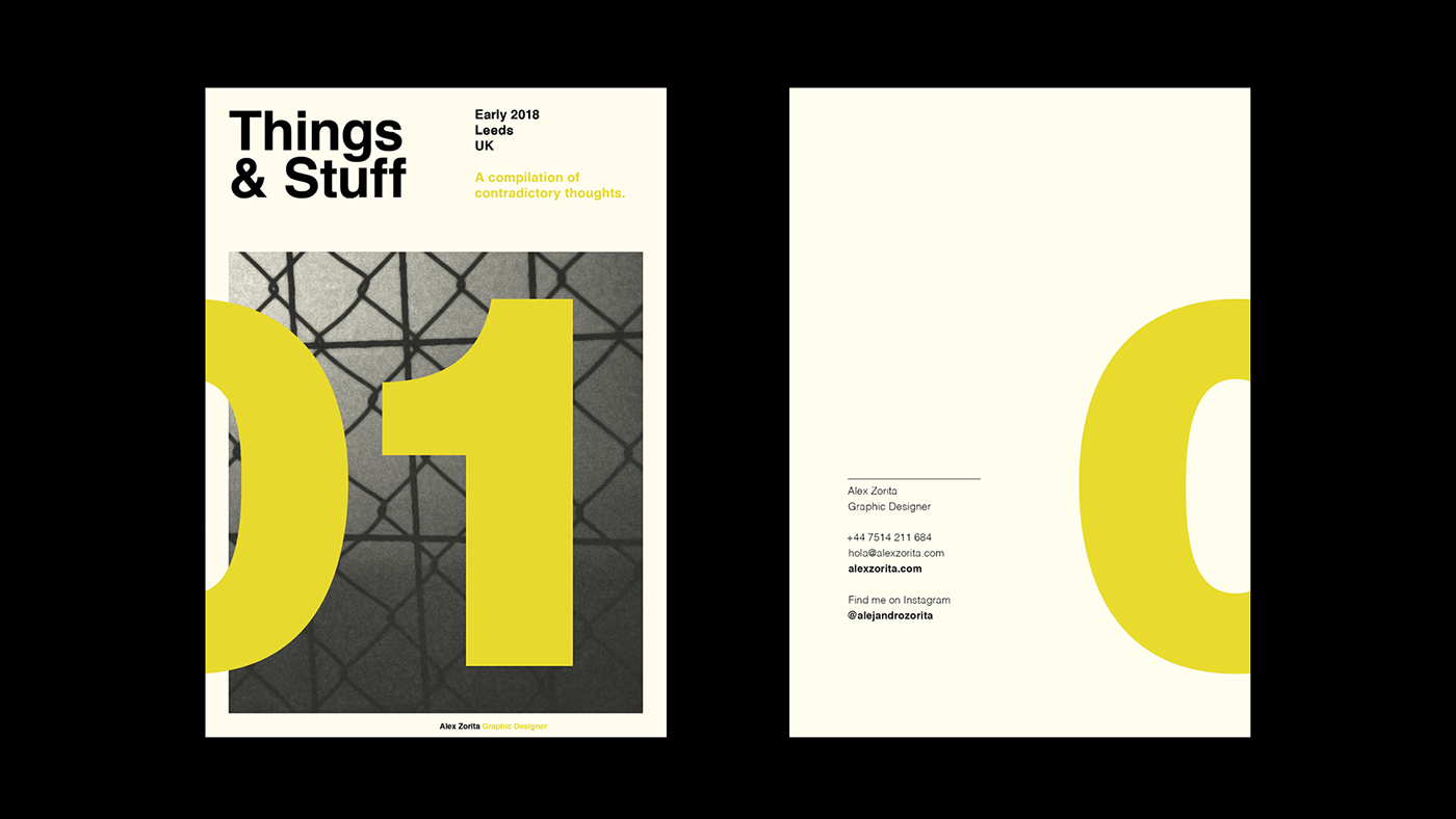 Zine  magazine Booklet minimalist Gill Sans swiss design yellow helvetica philosophy  black and white