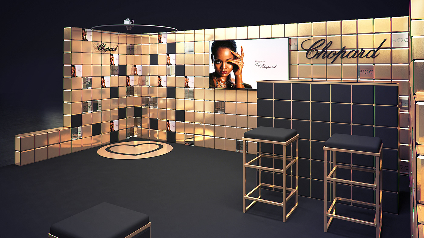 Chopard Rihanna Popup Exhibition  ice cube 3D CGI 3ds max vray