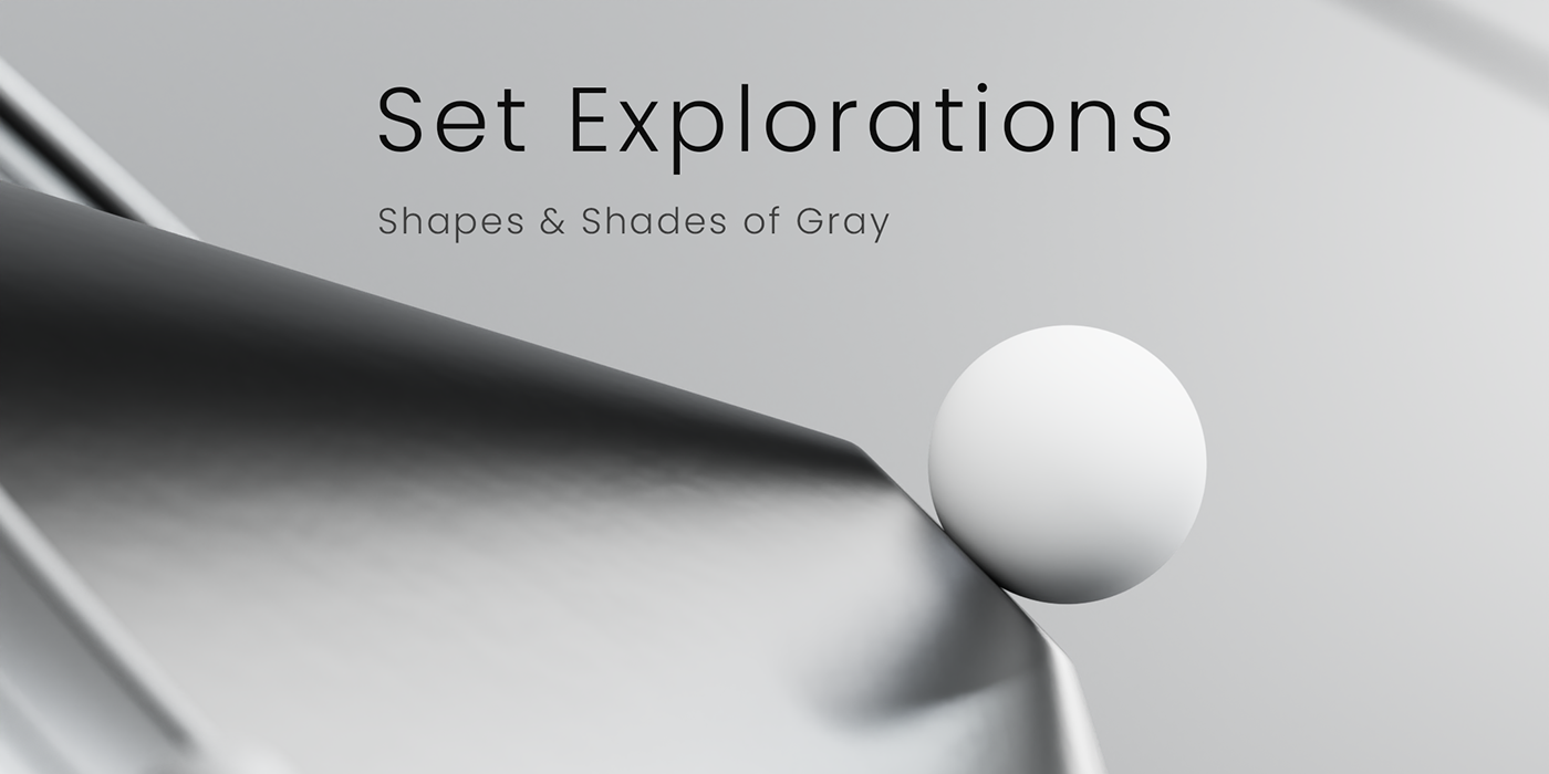 3D creative visualization motion design black and white abstract shapes CGI art