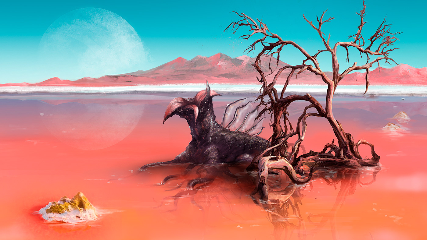 creatures digitalart planet sci-fi science fiction Landscape fantasy desert environment concept art