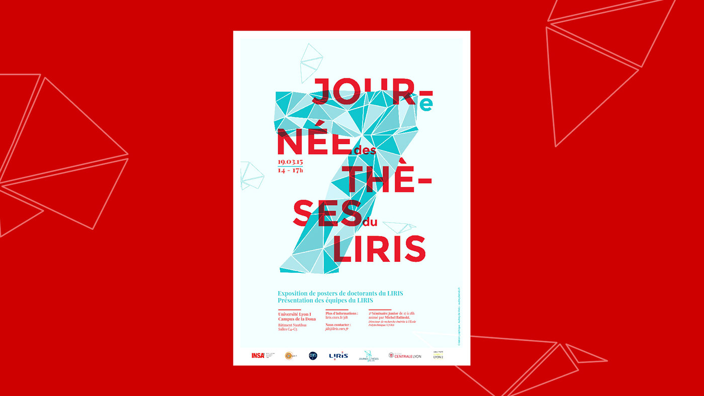 Journée des thèses LIRIS lyon Doctorat doctorants Audrey de Melo print poster affiche programme graphic design