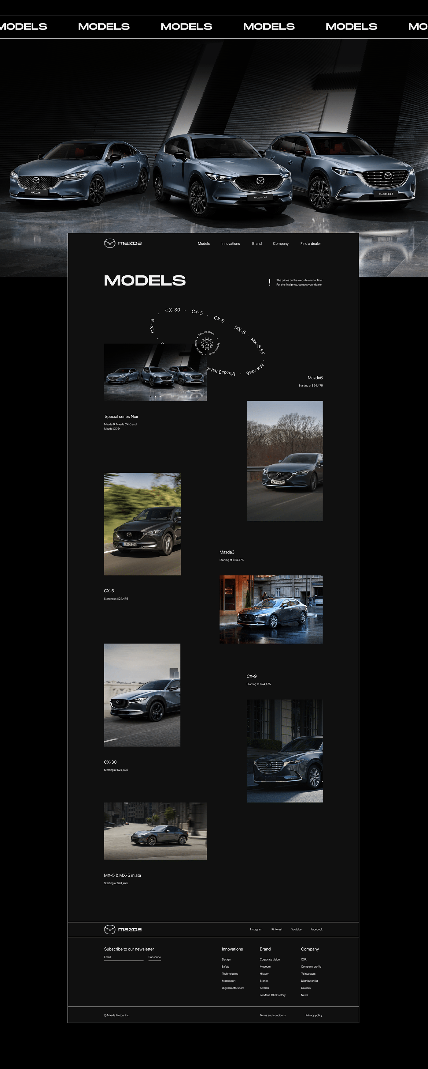 automotive   car concept corporate website design mazda Minimalism ux/ui