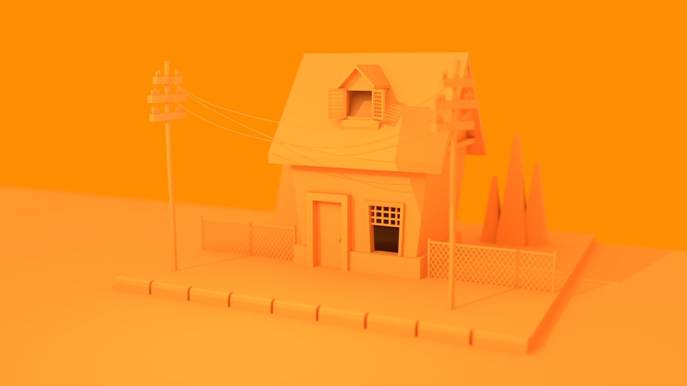 LOW poly lowpoly orange house 3D animation  blender cartoon Cinema
