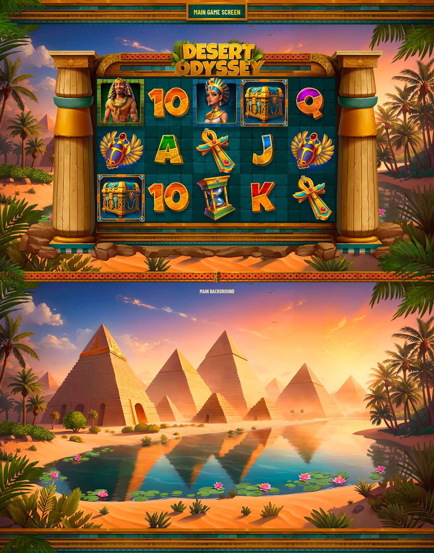 slot game Game Art 2д egypt Casino Game mobile game slot gambling Character design  ILLUSTRATION 