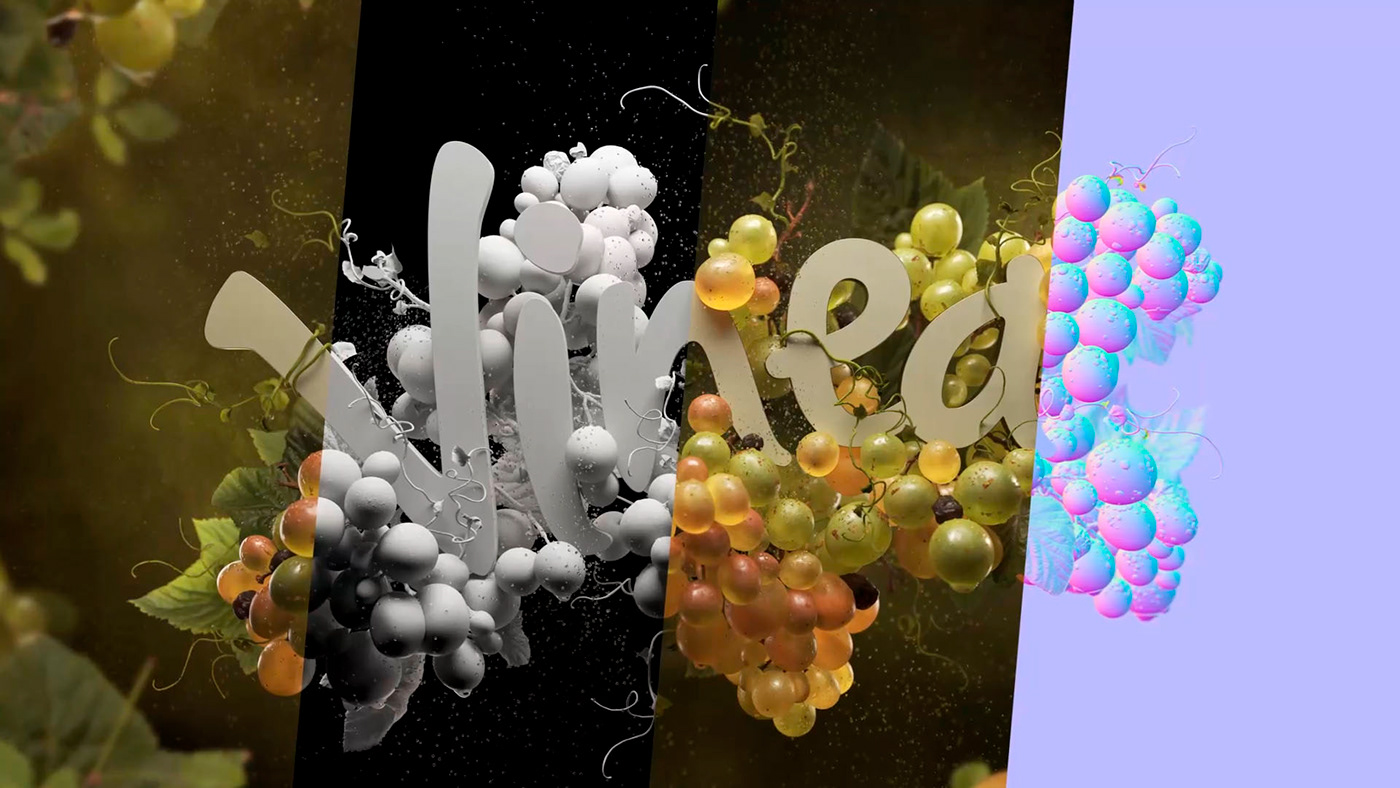 3D beverage drink motion design animation  paradise summer Sun Vine grapes