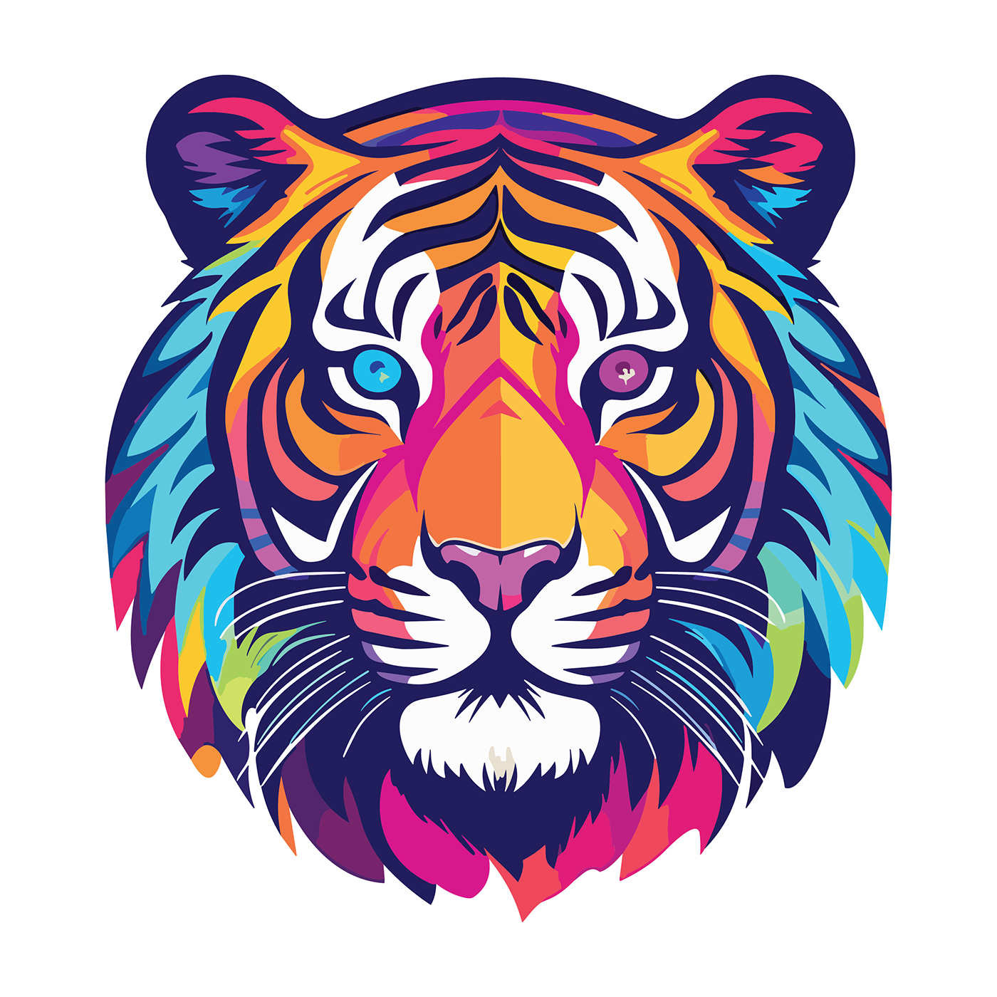 tiger head colorful watercolor
