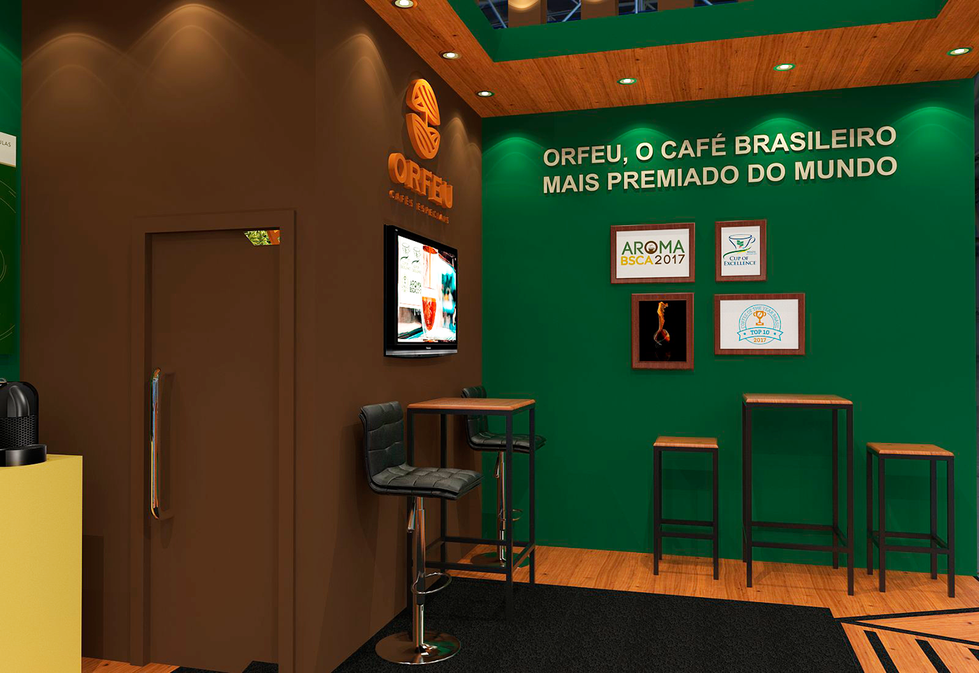 booth Stand Exhibition  design expo ILLUSTRATION  Coffee wood Render architecture