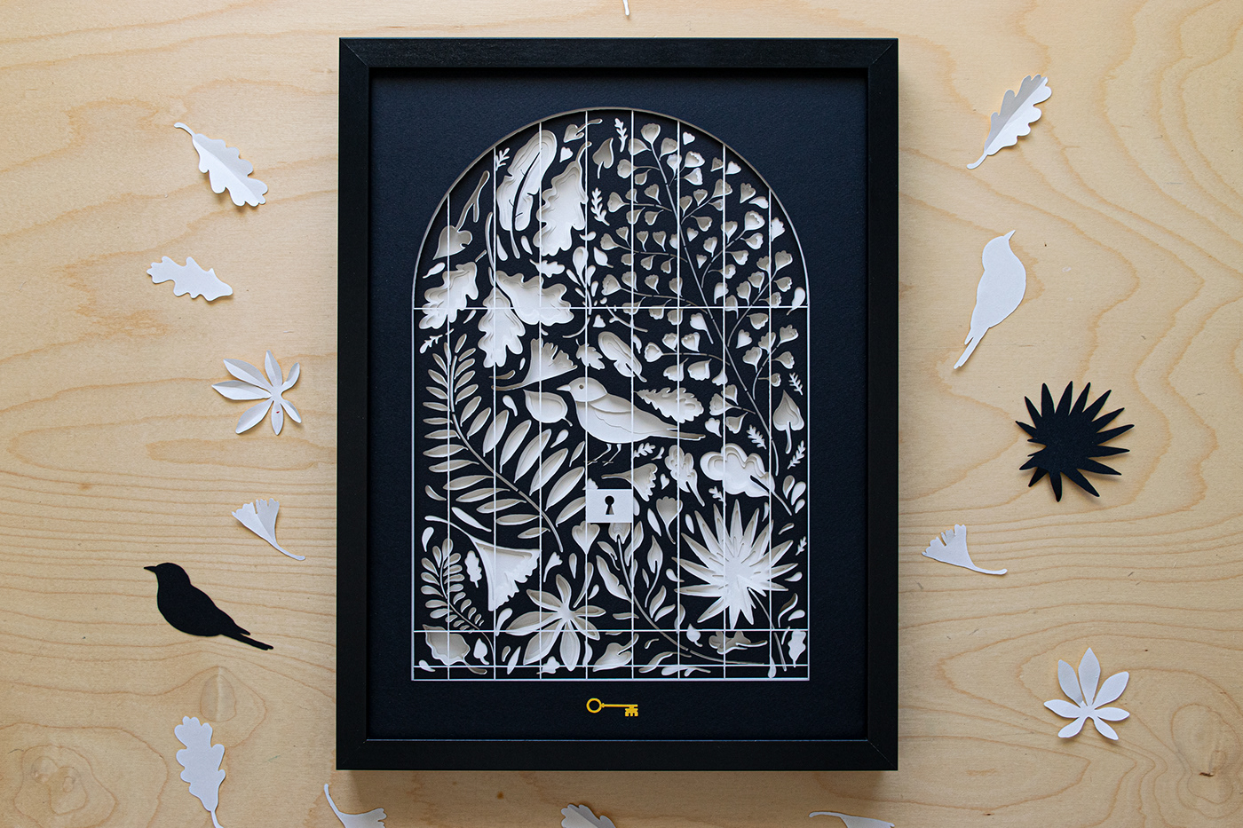 bird black craft handmade key paper papercut