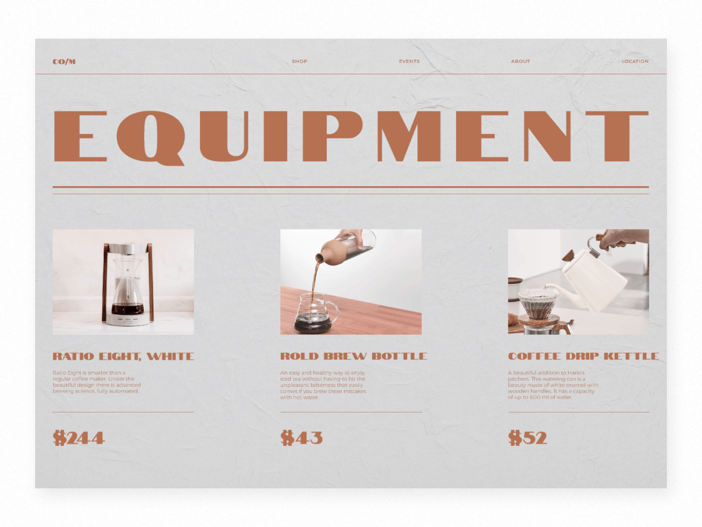 coffeeshop e-commerce interaction Interaction design  minimalistic Online shop ui design Website Design