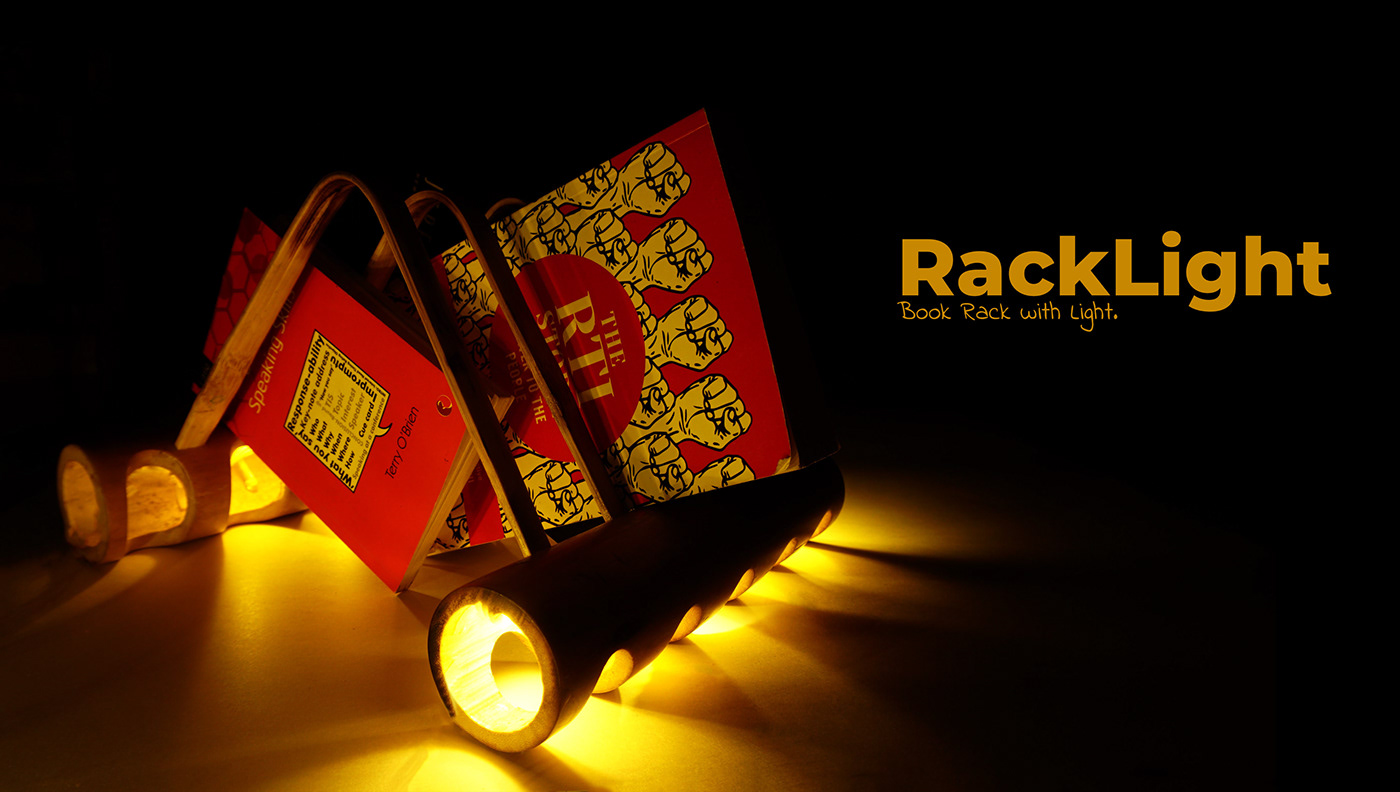 bamboo Racklight book stand light book rack product design  Lamp