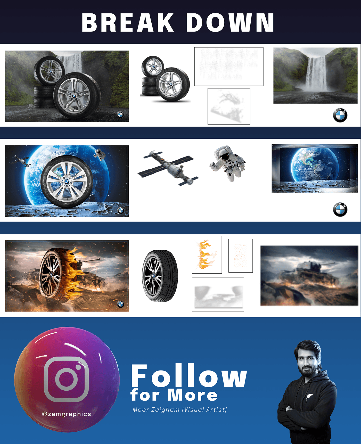 creative Advertising  advertisement photomanipulation BMW automotive   campaign Drawing  Social media post арт