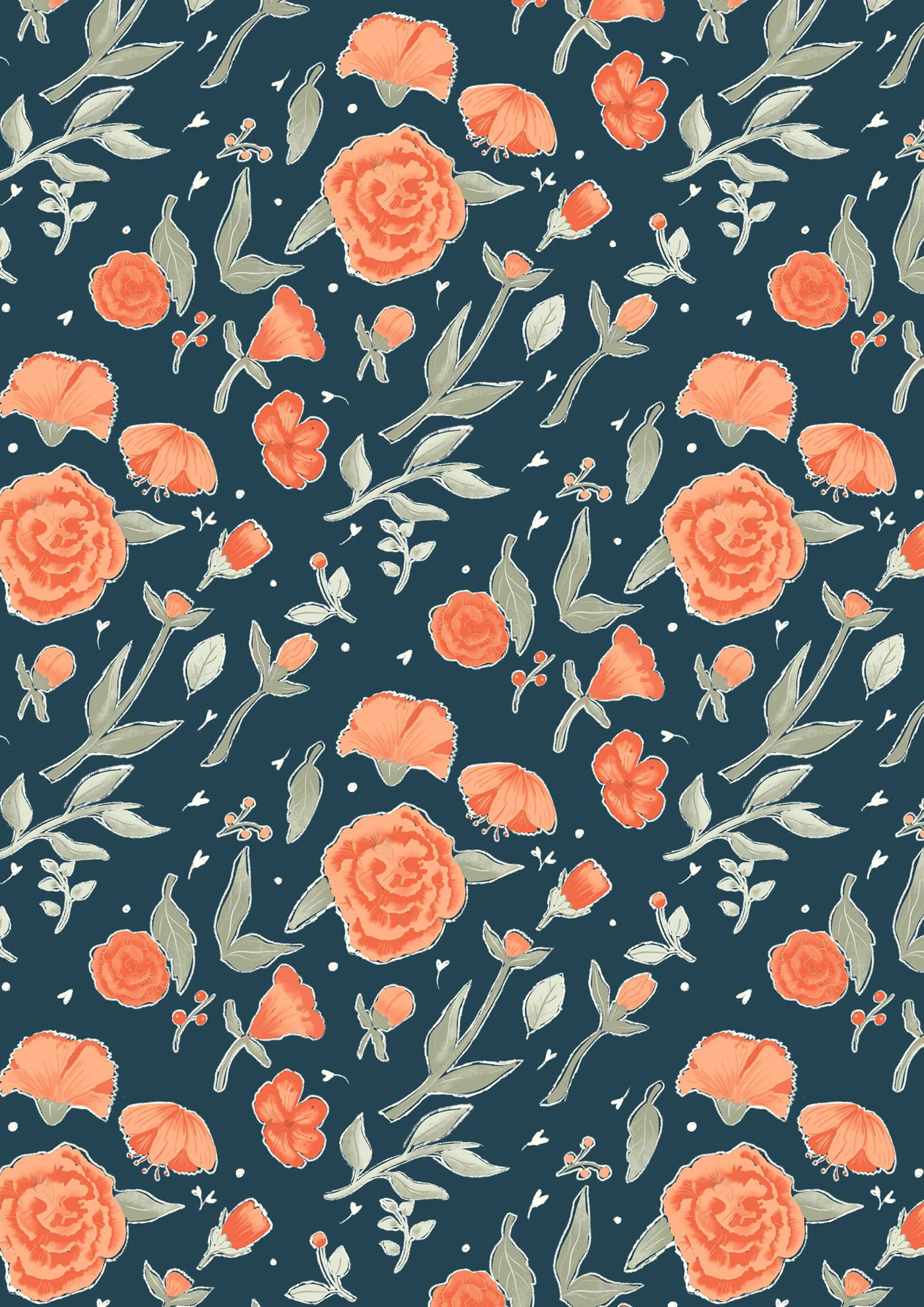 floral Flowers pattern pattern design  red flowers textile