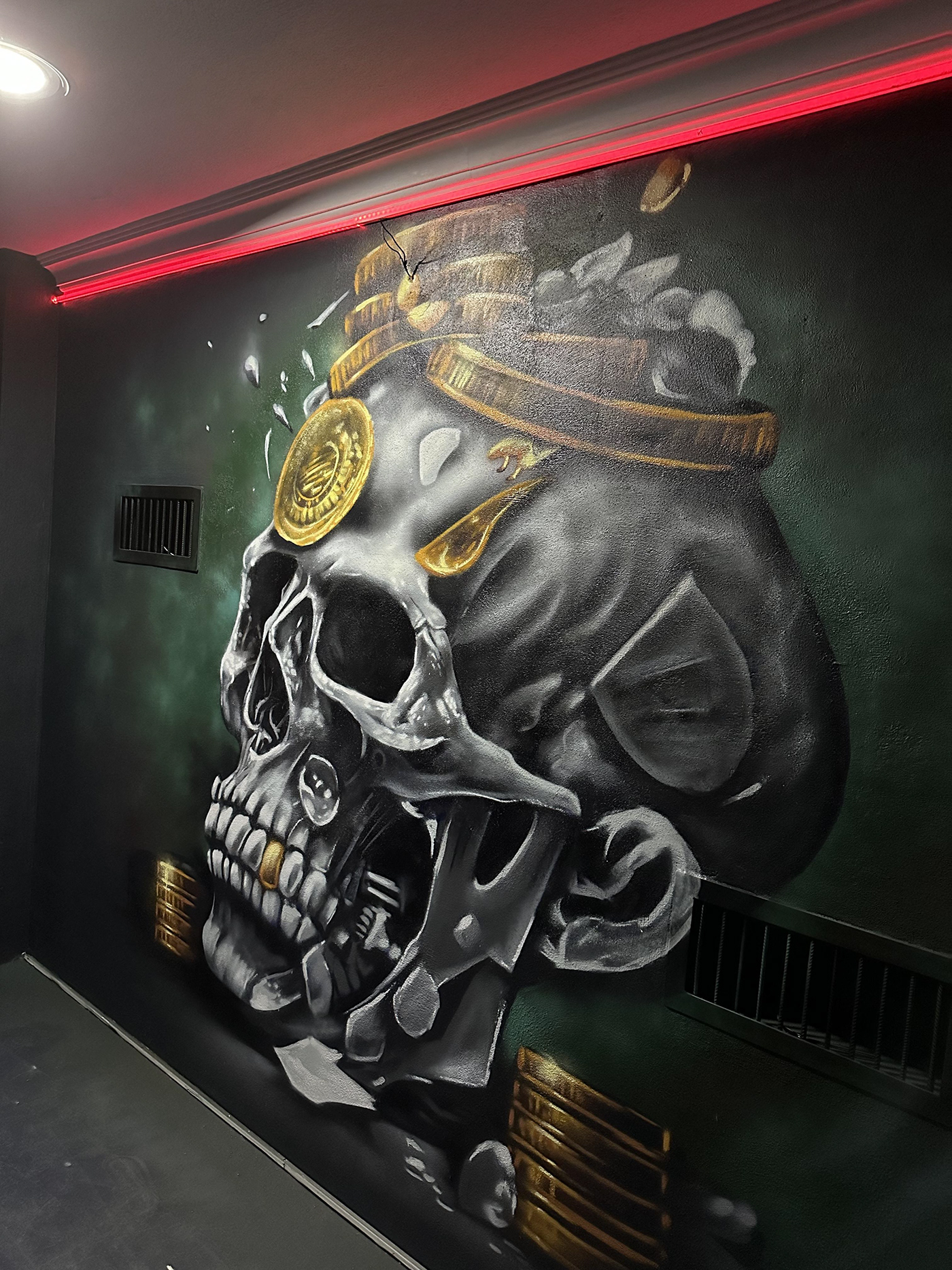 painting   skull Grafiti Mural mural art duvar resmi ankara graffiti elvankent büyükbaba dark mural skull graffiti