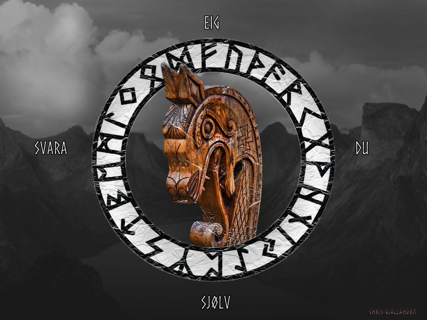 nordic runes photoshop Landscape Photography  mountains futhark viking Drakkar paysage