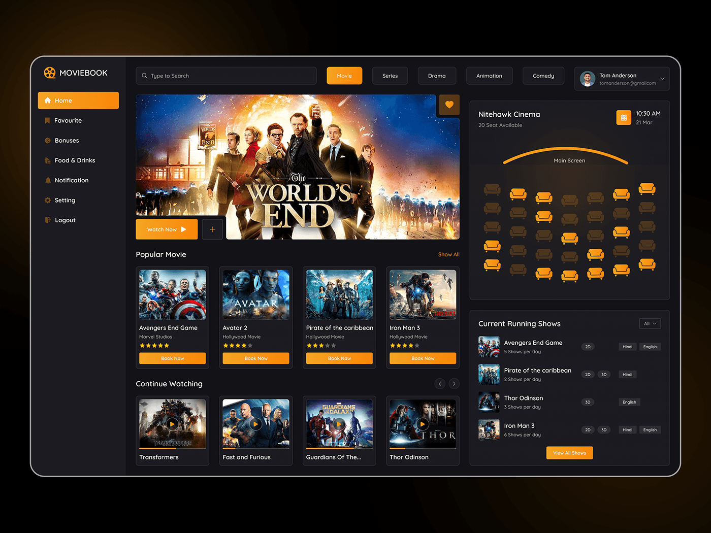 movie booking pos system dashboard theater  Cinema Mockup creative full design Collection UI/UX
