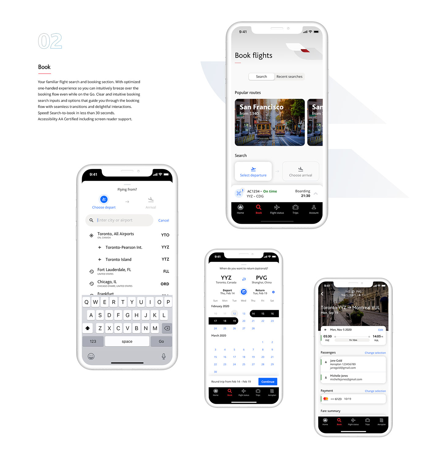 Air Canada airline app design Interaction design  Mobile app product design  Travel UI/UX user interface