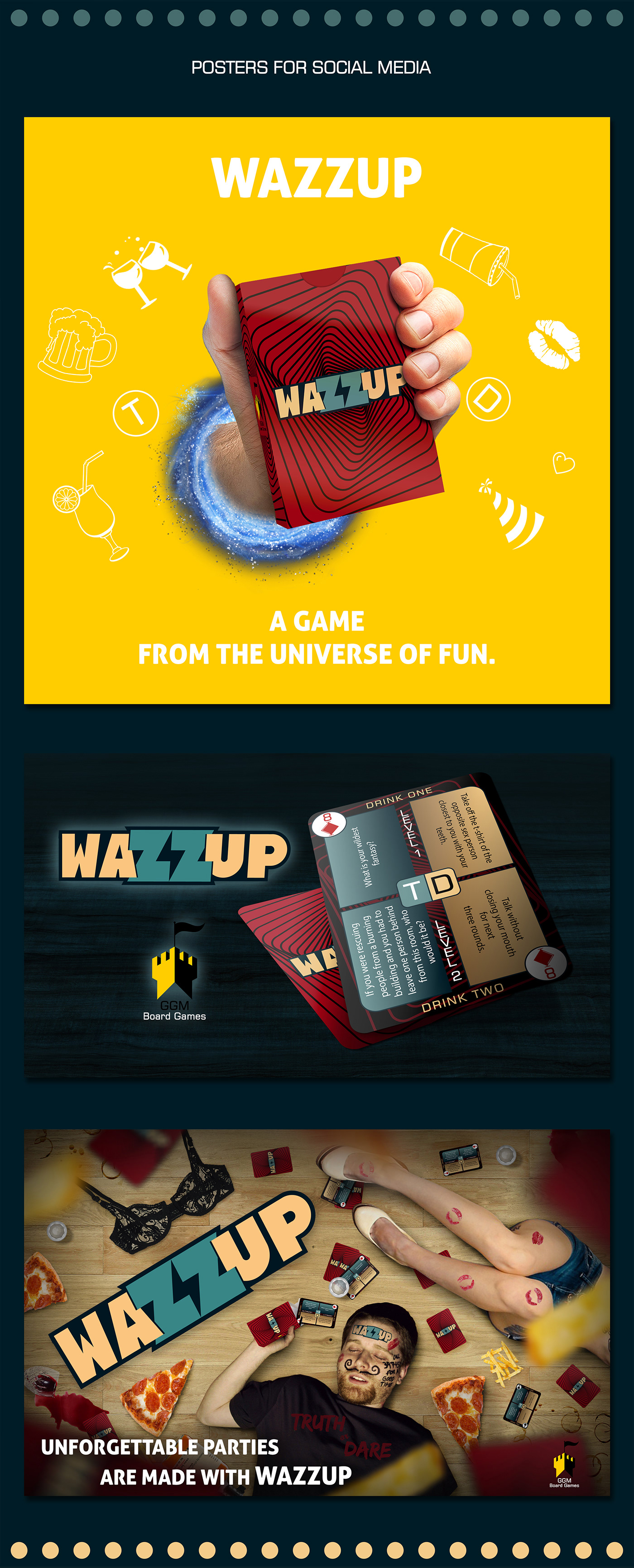 design logo card box poster social media wazzup Board game