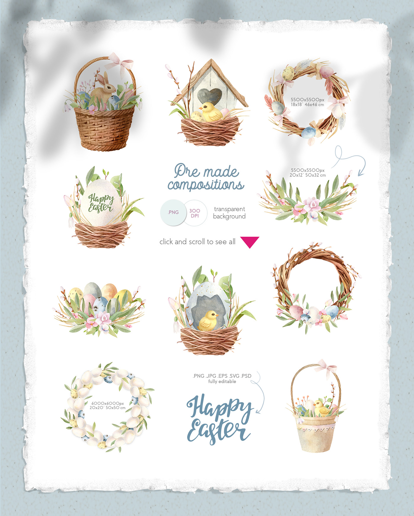 Easter Easter clipart Easter illustrations eggs watercolor bunny rabbit chicken spring Easter Egg Hunt