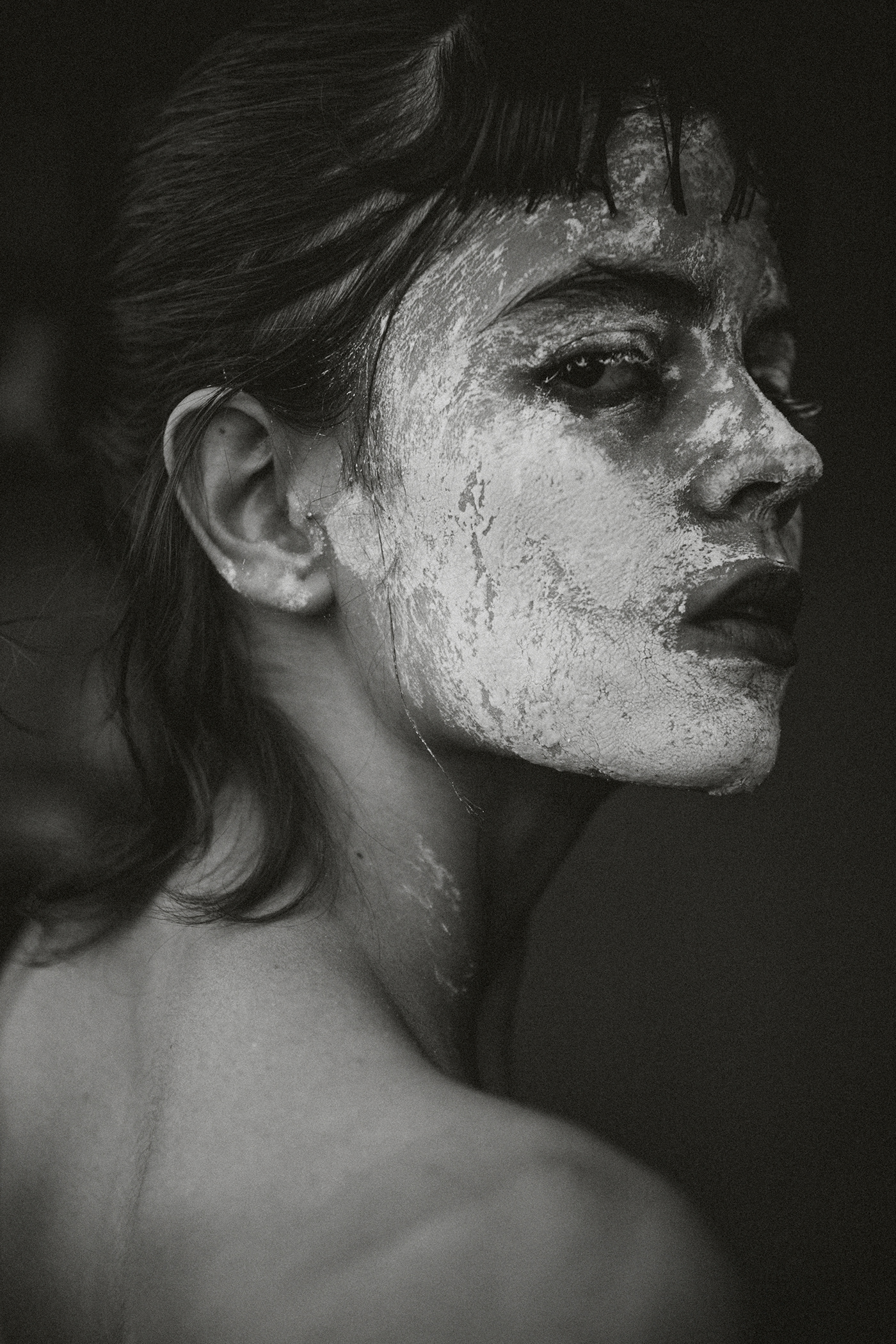 analog blackandwhite editorial face Film   home makeup model newyork portrait