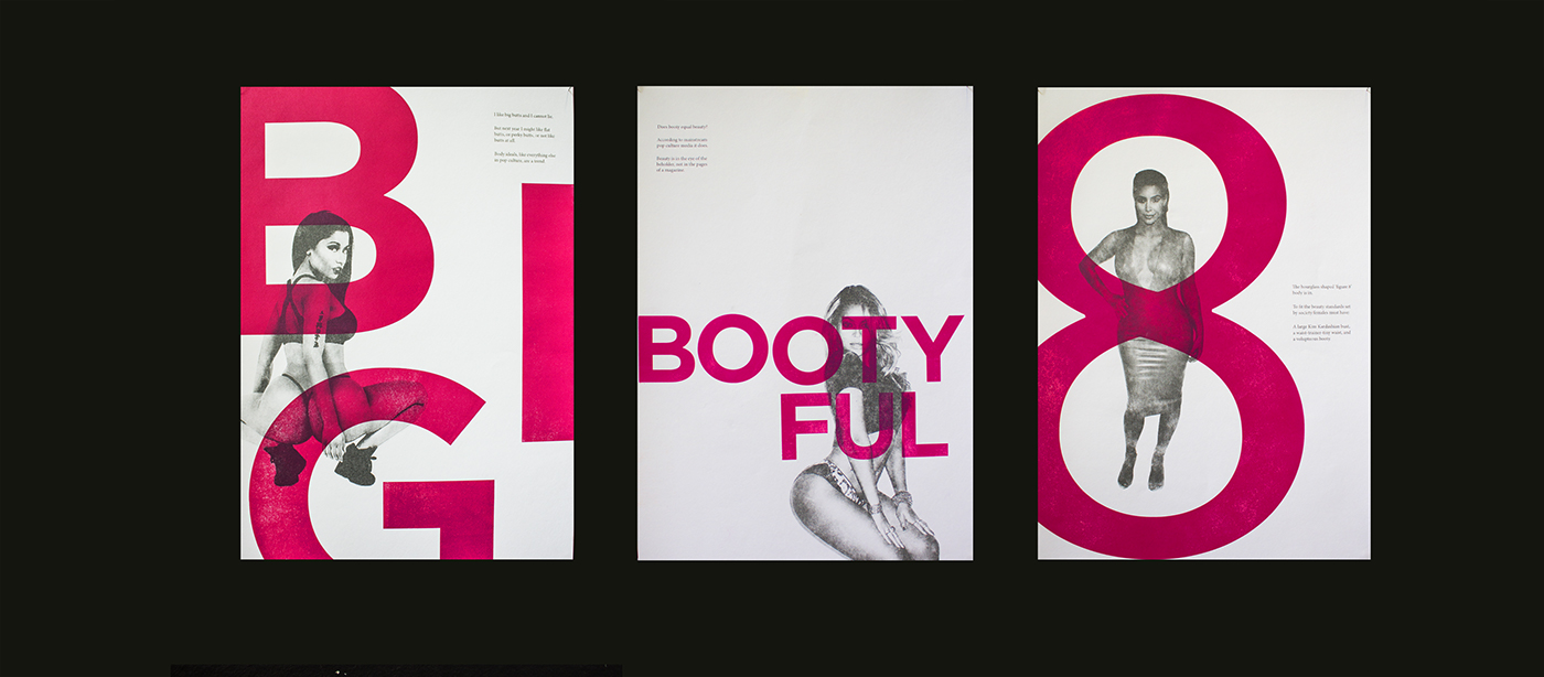 Adobe Portfolio letterpress print pink graphic type bold female body image stereotypes Ideal statement