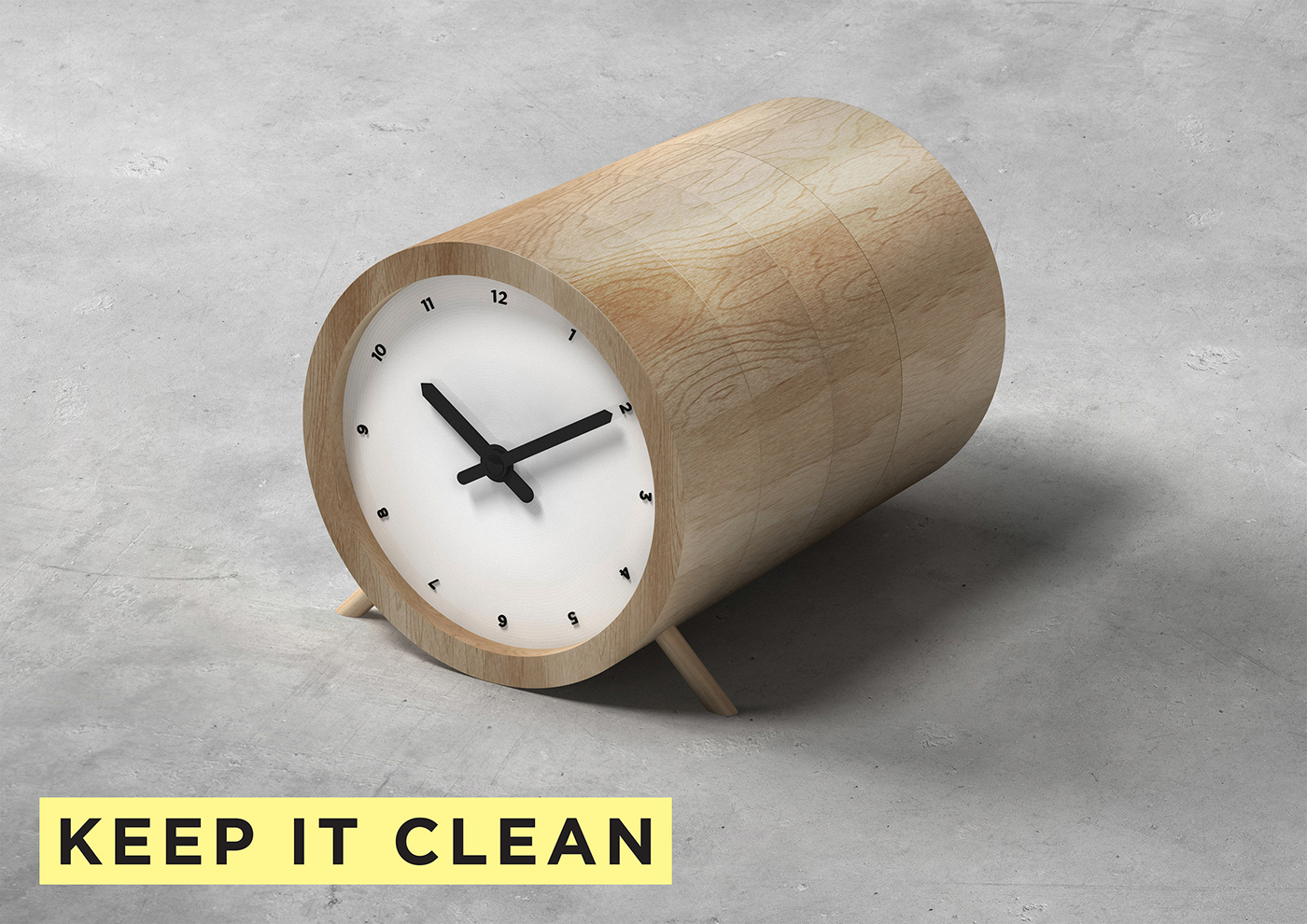 furniture Lamp clock 3D Mockup Interior Nature inspire Dynamic adobe wood log watch date Interior