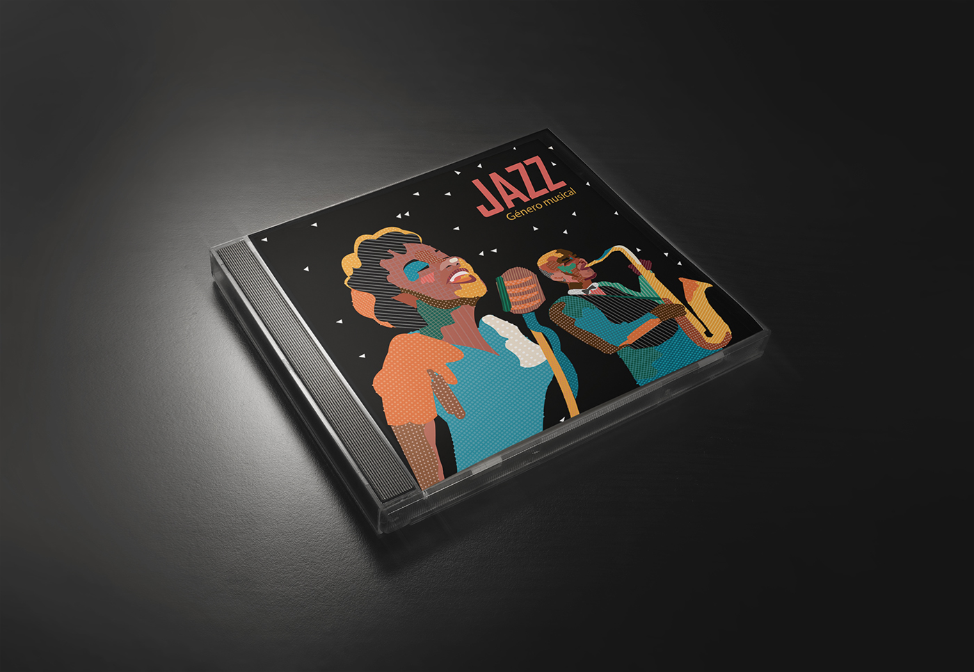 jazz musica cd diseño SIGGI design editorial caricaturas personajes triptico