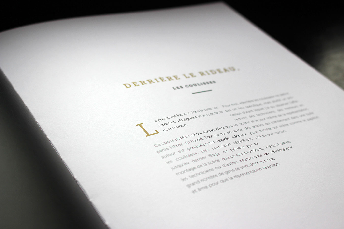 book design Theatre black and white open binding