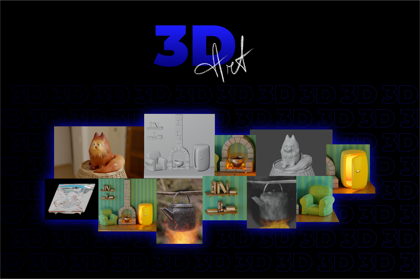3D 3d modeling blender Render 3d art 3d animation Cat Interior
