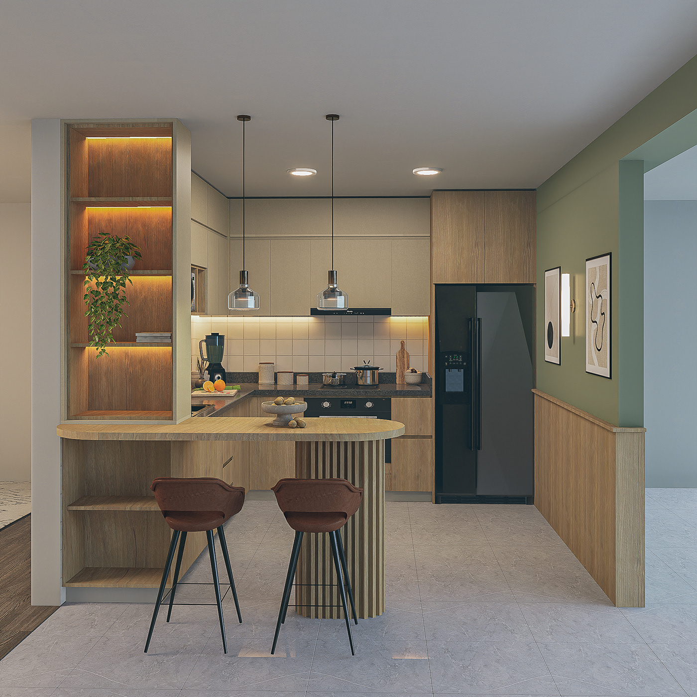 Diseño de Interiores modelado arquitectonico D5 Render cocina diseño de mobiliario render arquitectura