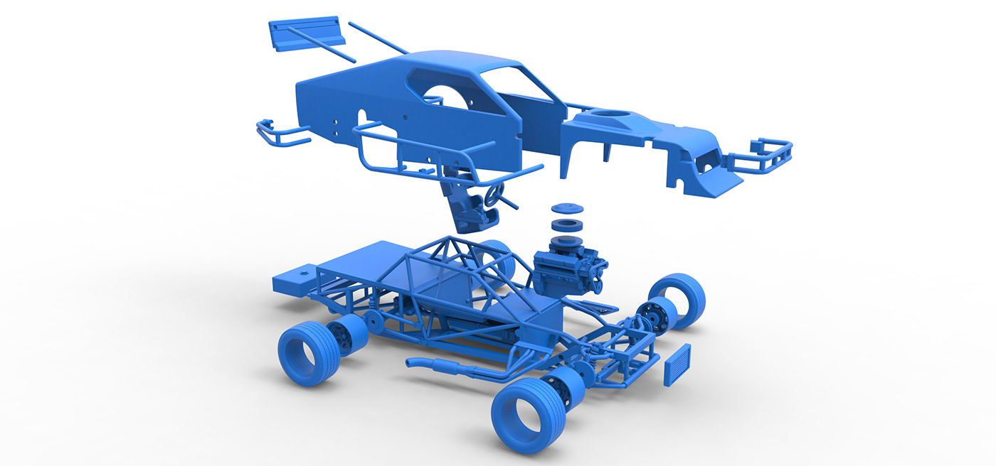 race car v8 toy 3D printable Asphalt Modified modified stock car pavement modified