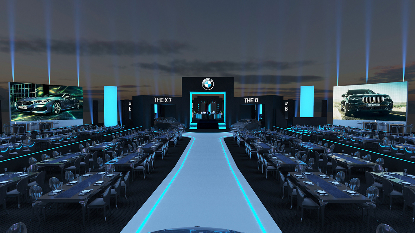 3D BMW egypt Event Design hi-tech Lighting Design  marassi rendering STAGE DESIGN Technology