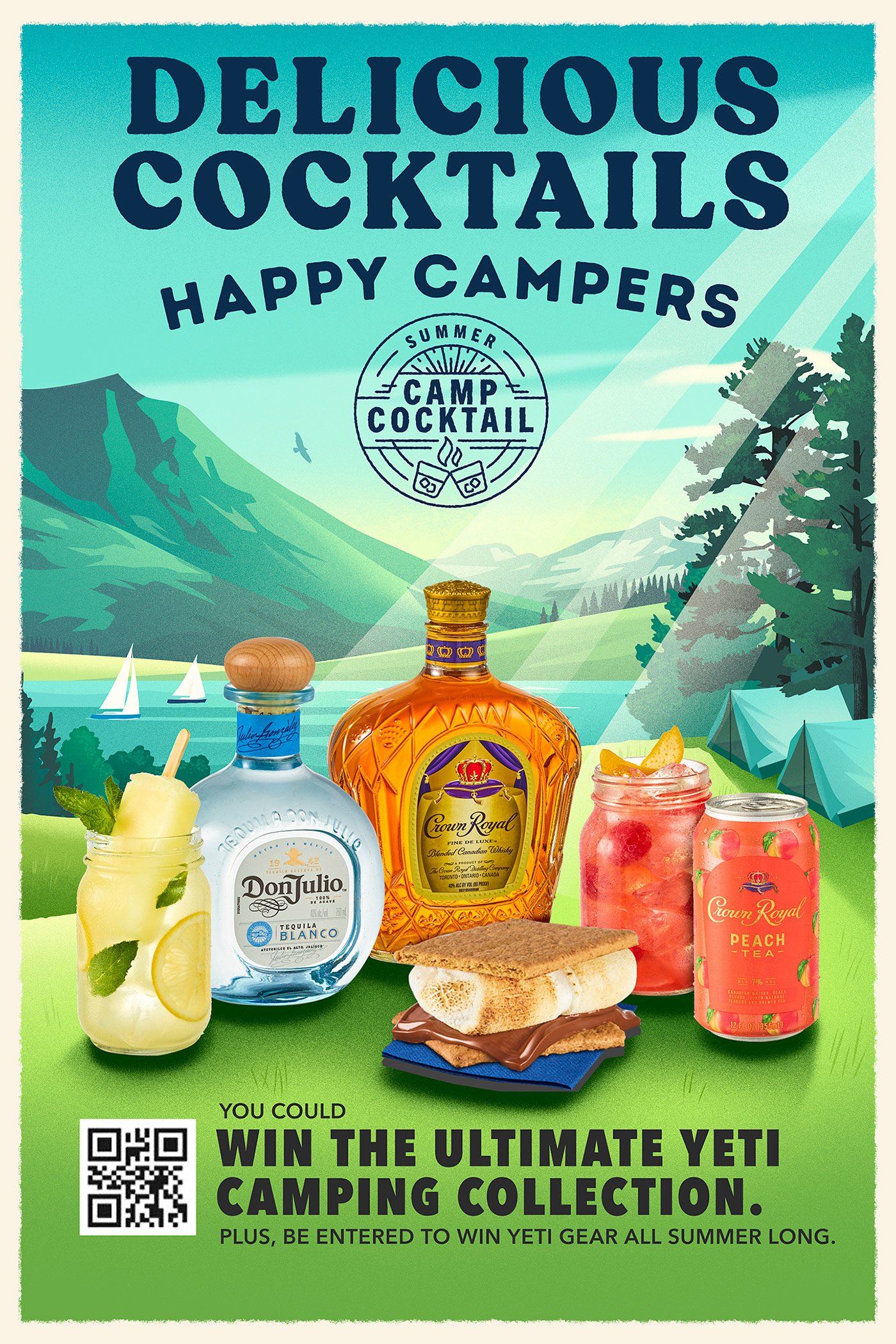 posters outdoors retro illustration Michael Crampton travel poster camping adventure branding  National Park travel posters