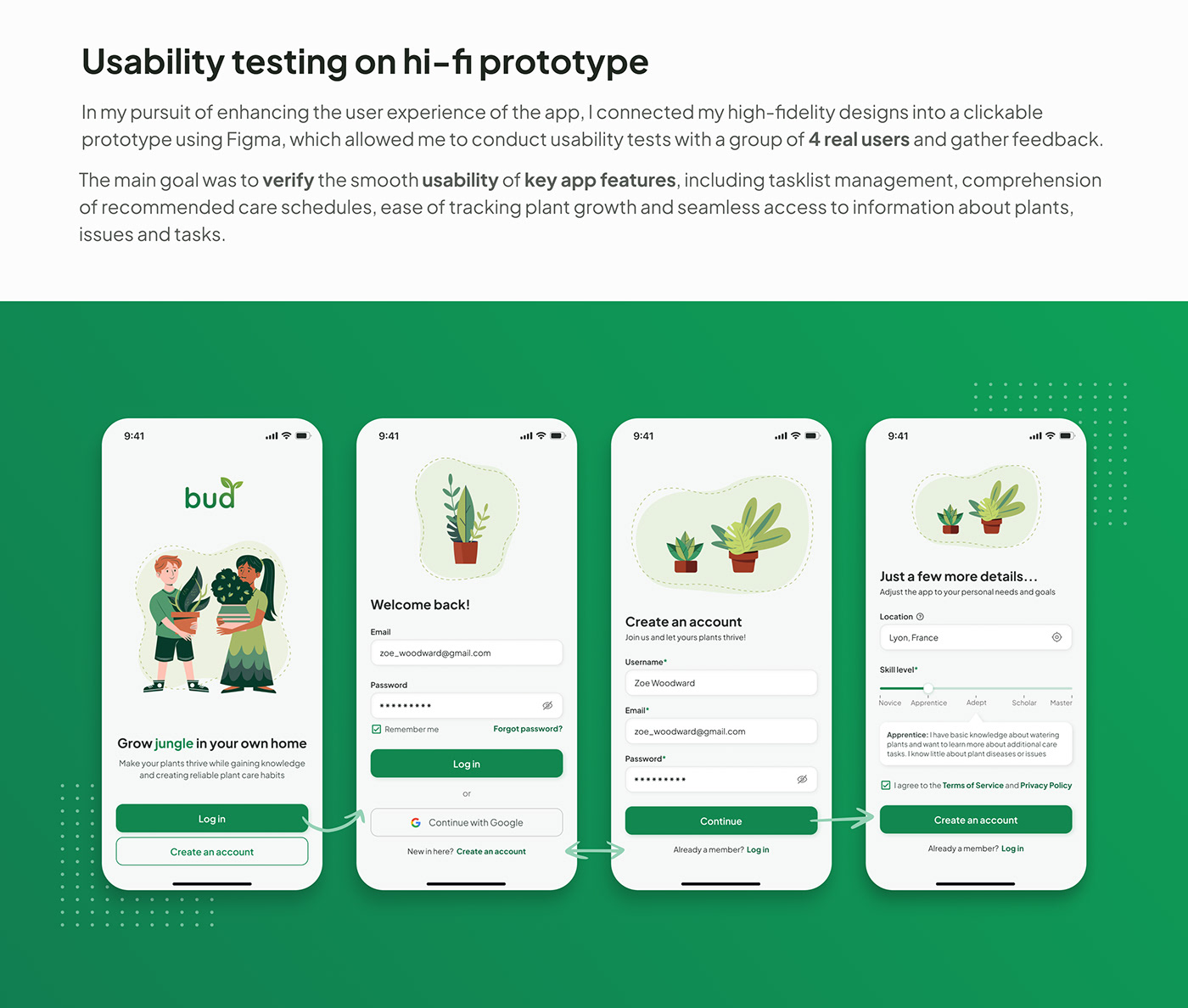 plant care uiux case study Mobile app ui design UX Research usability testing gardening competitive analysis