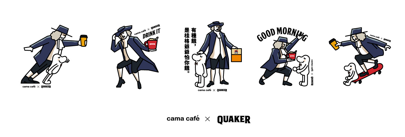 Coffee Packaging branding  identity sticker quaker Street oats ILLUSTRATION  breakfast
