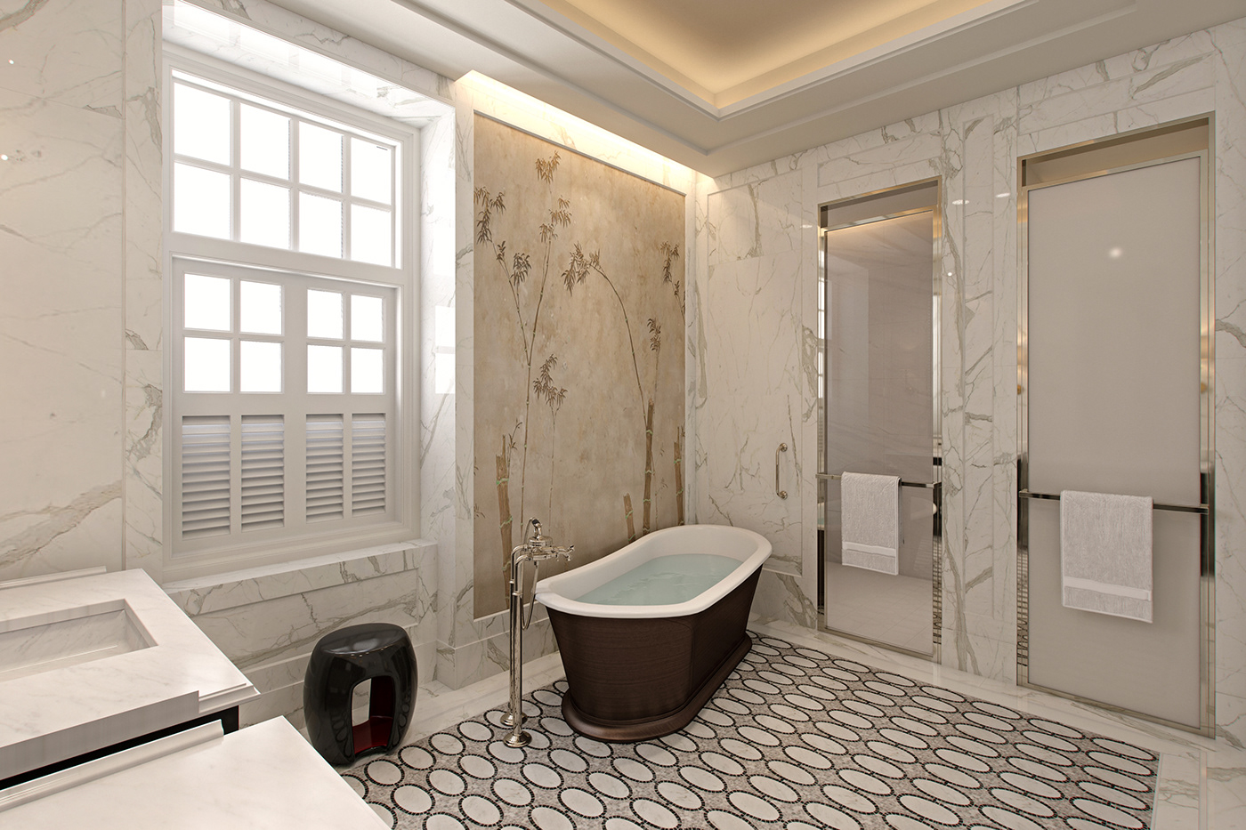 raffles hotel singapore 3D CGI Interior hotel Render luxury
