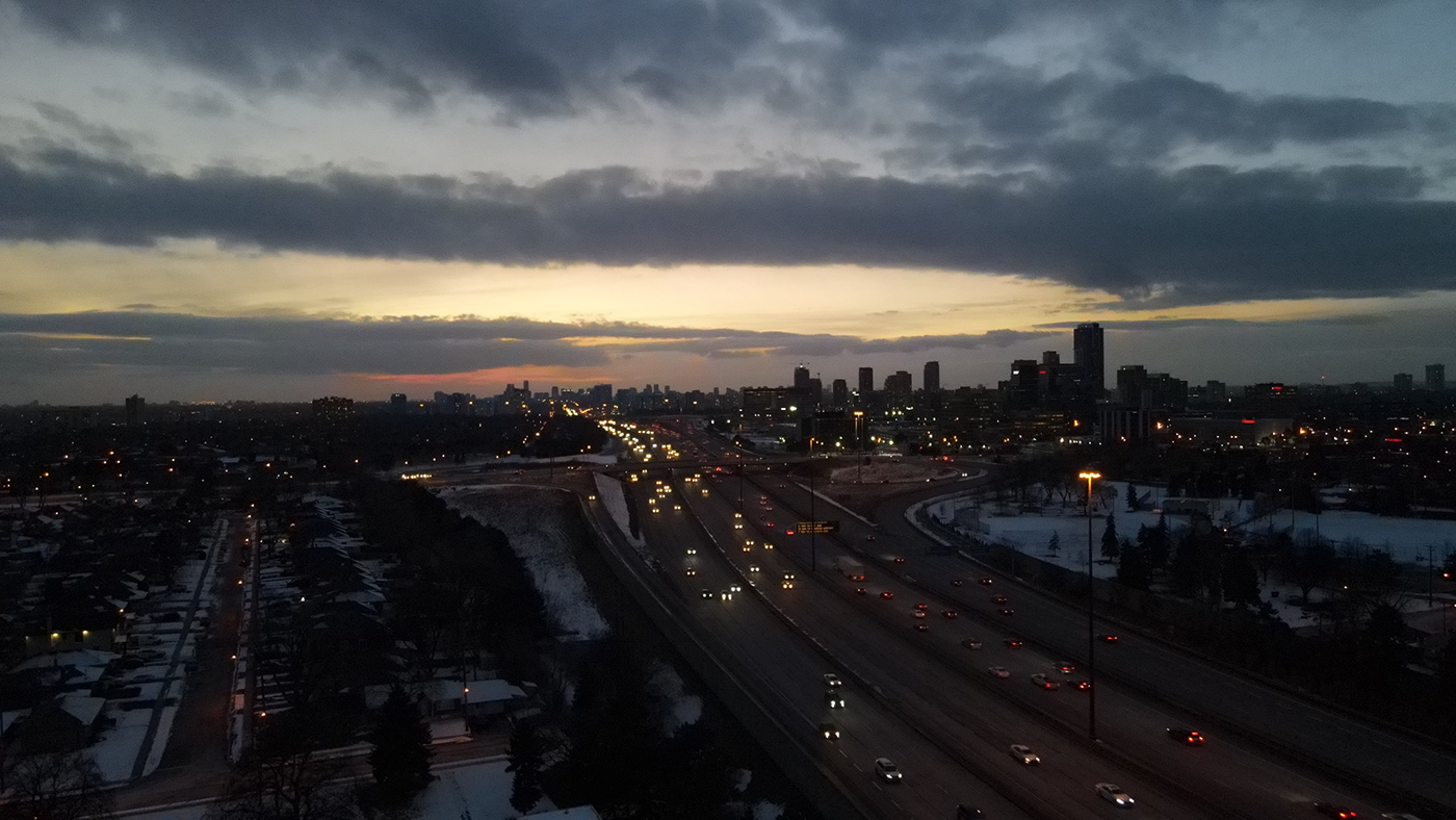 drone highway sunset