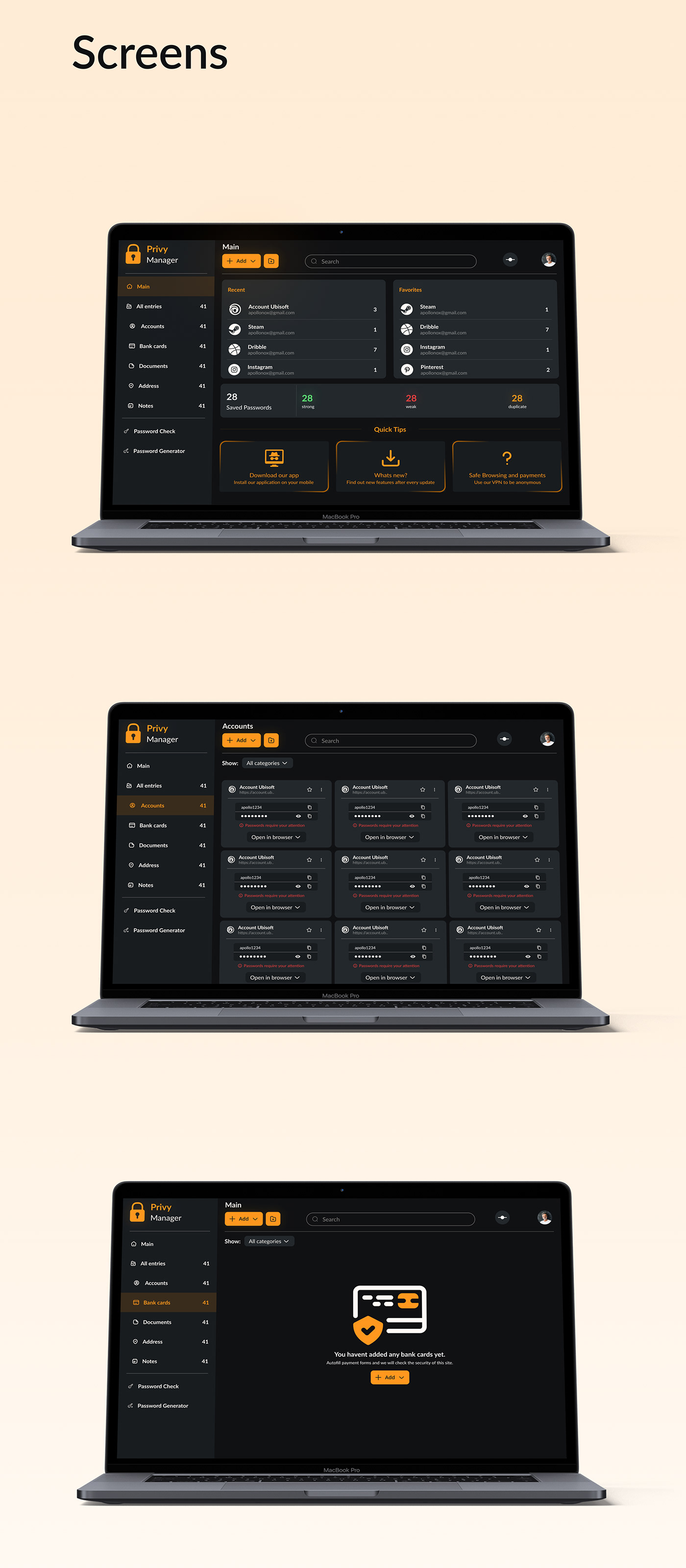 Case Study dark dashboard dashboard design futuristic minimal Password manager UI UI/UX webapp