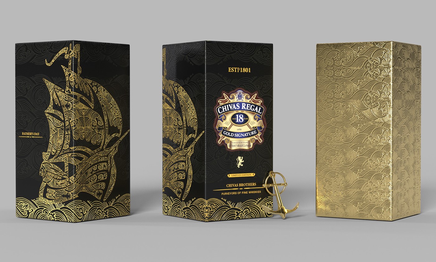 Chivas Regal Packaging chivas regal Packaging 3D Whiskey drink design bottle ship