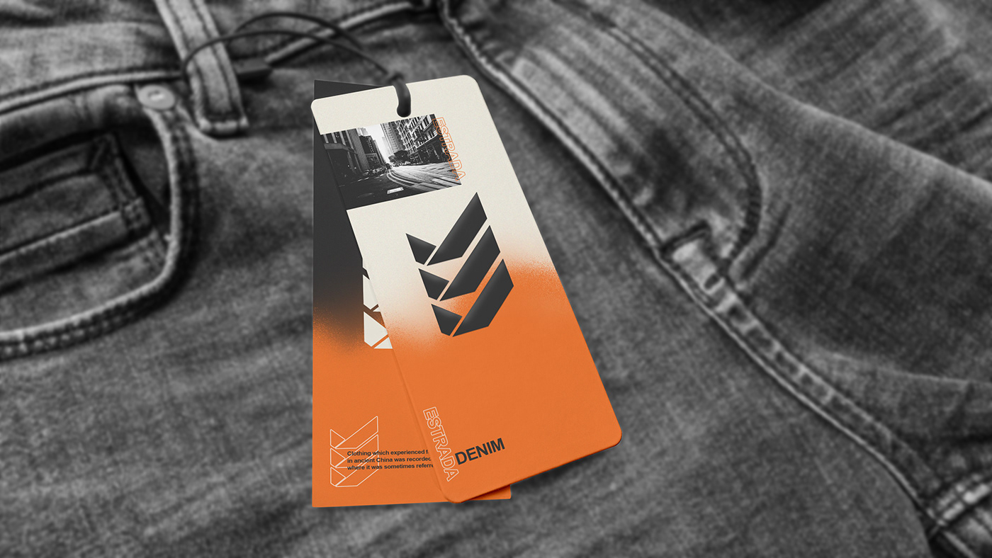 price tag Denim jeans Clothing card orange grey black and white cool