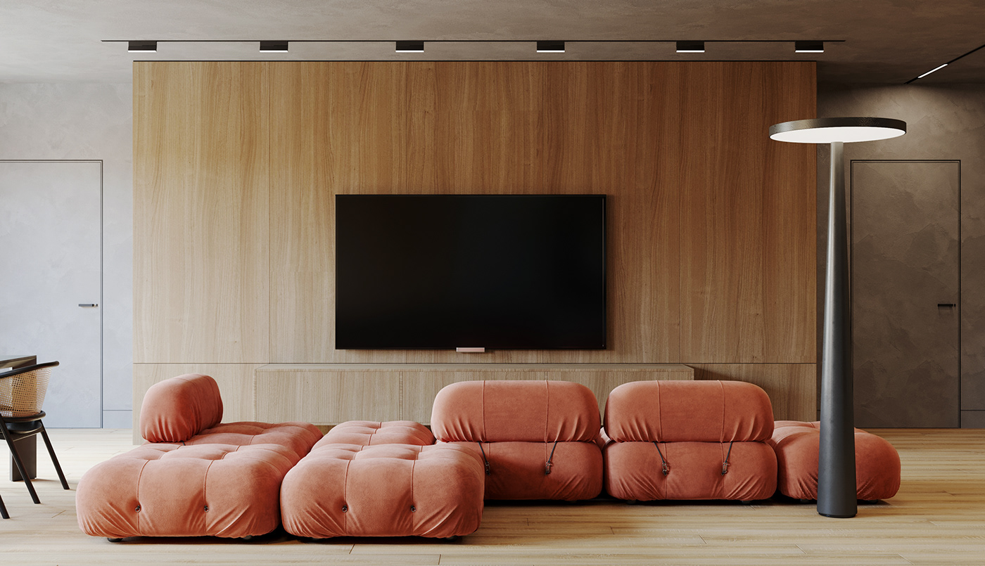3d max 3ds max 3dsmax autodesk 3ds max camaleonda Camaleonda -B&B Italia corona renderer living room Studio apartment