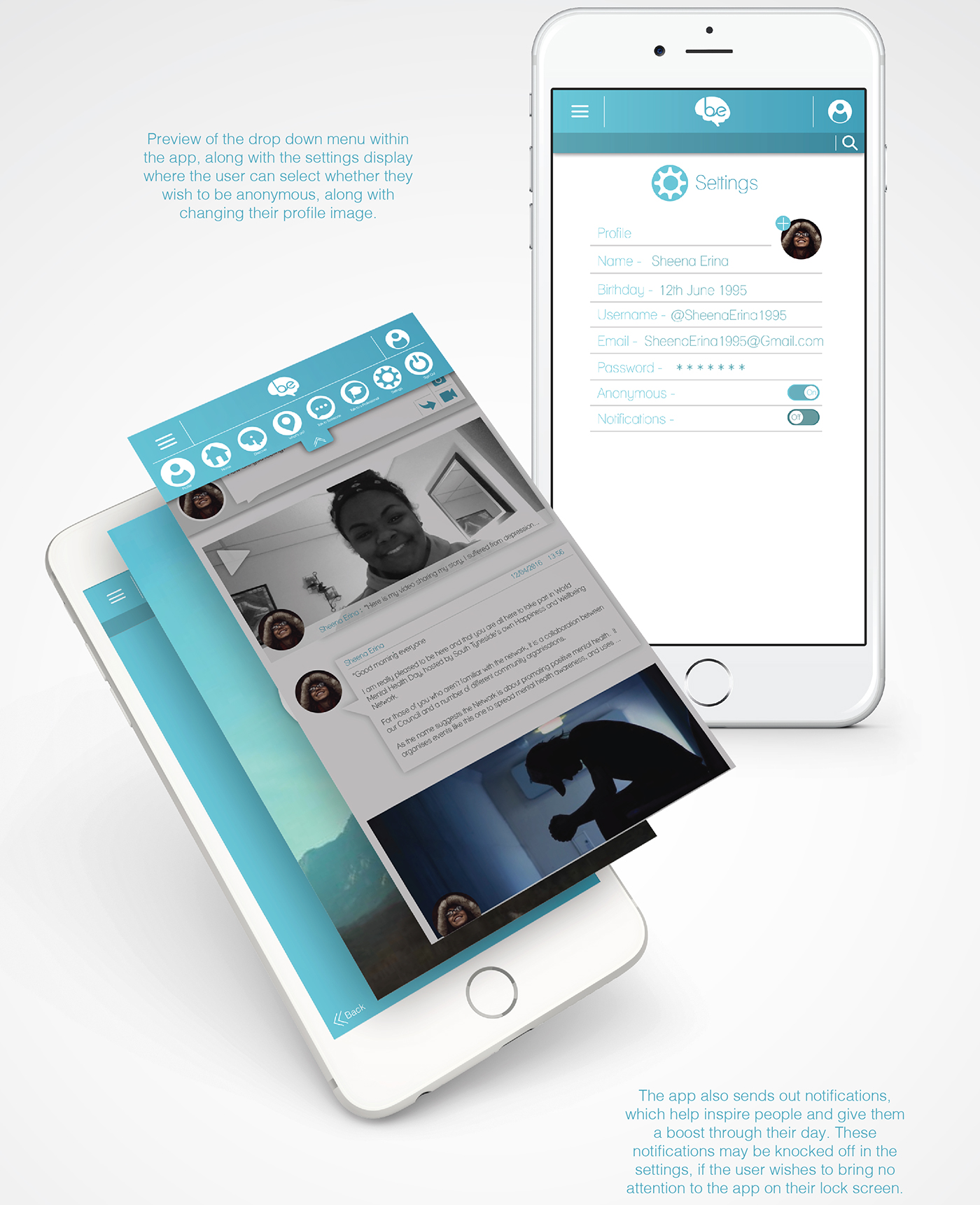 mental health app design creative colour Fun application iphone apple blue brain strength medical Health knowledge