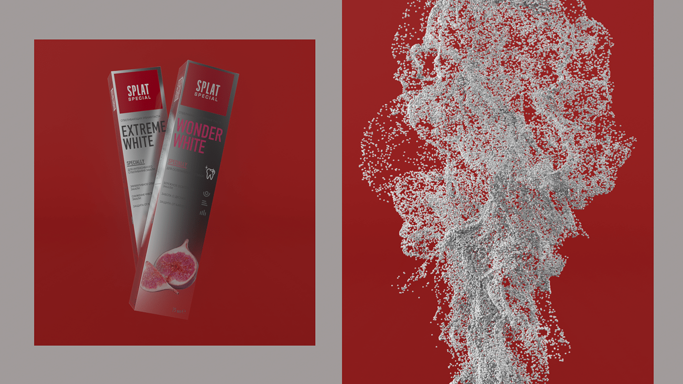 3D 3d product houdini Liquid motion graphics  producr design simulation splat tooth toothpaste