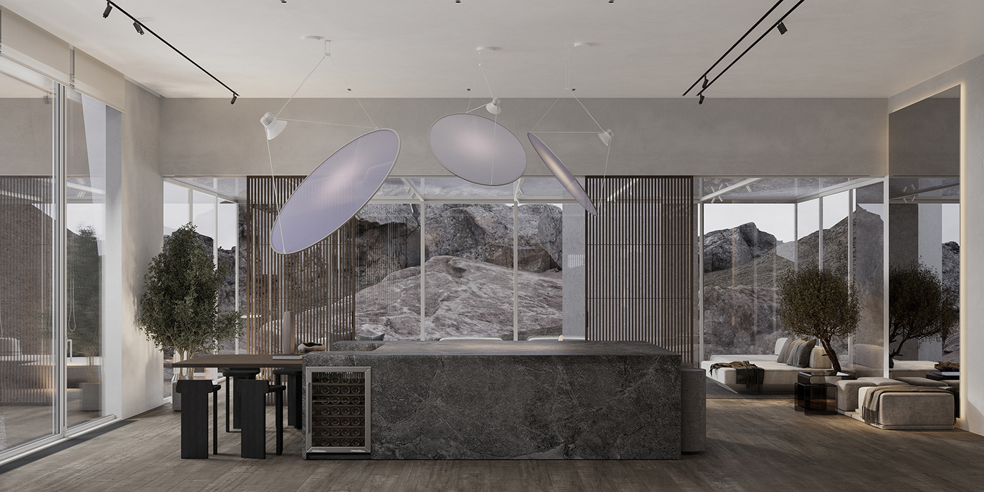 3D architecture design exterior Fashion  Interior modern showroom Style Villa