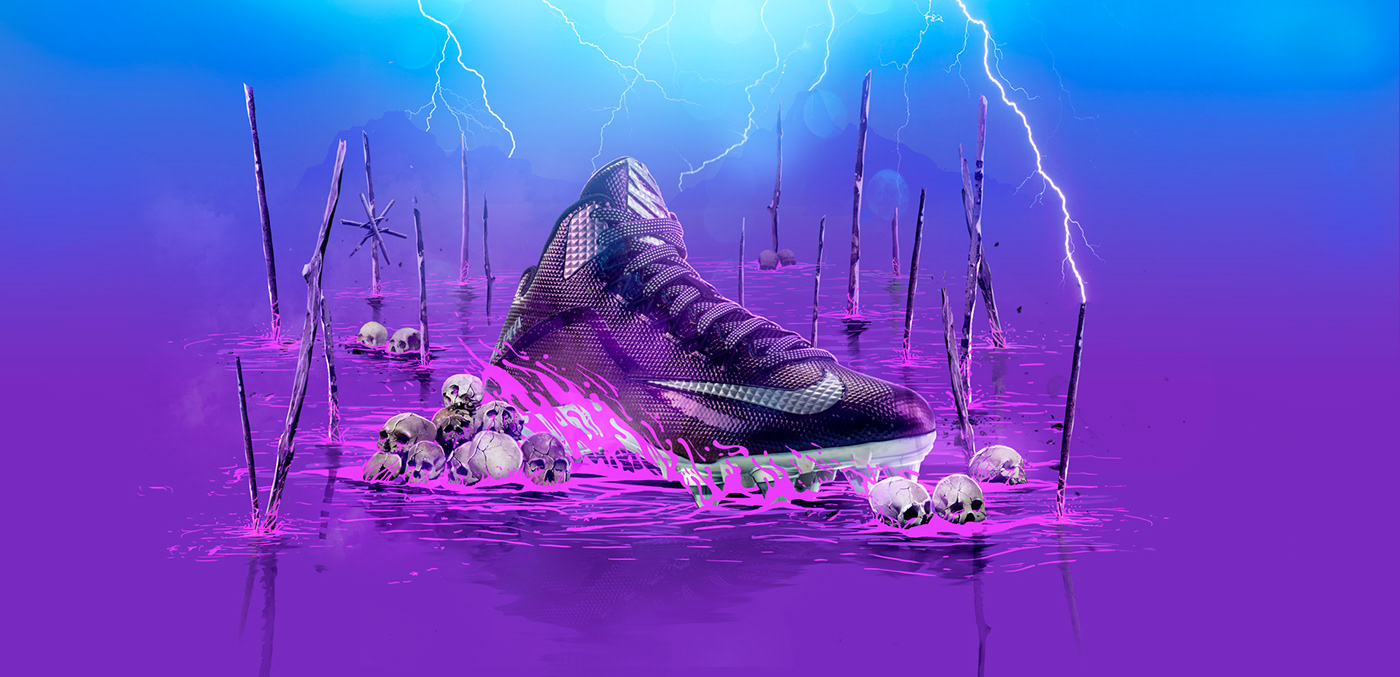 Adobe Portfolio shoes Snickers Nike water swamp electric thunder crocodile vintage green colours gradient tennis wood ILLUSTRATION  art direction 