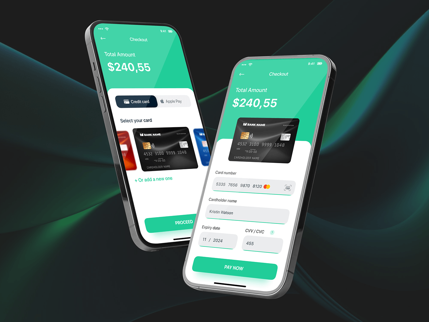 UI/UX card credit card payment online shopping design Application App