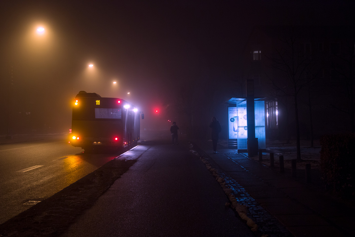 nightphotography Moody nordicnoir foggy streetphotography cityscapes citylights urbanscapes fineartphotography aarhus