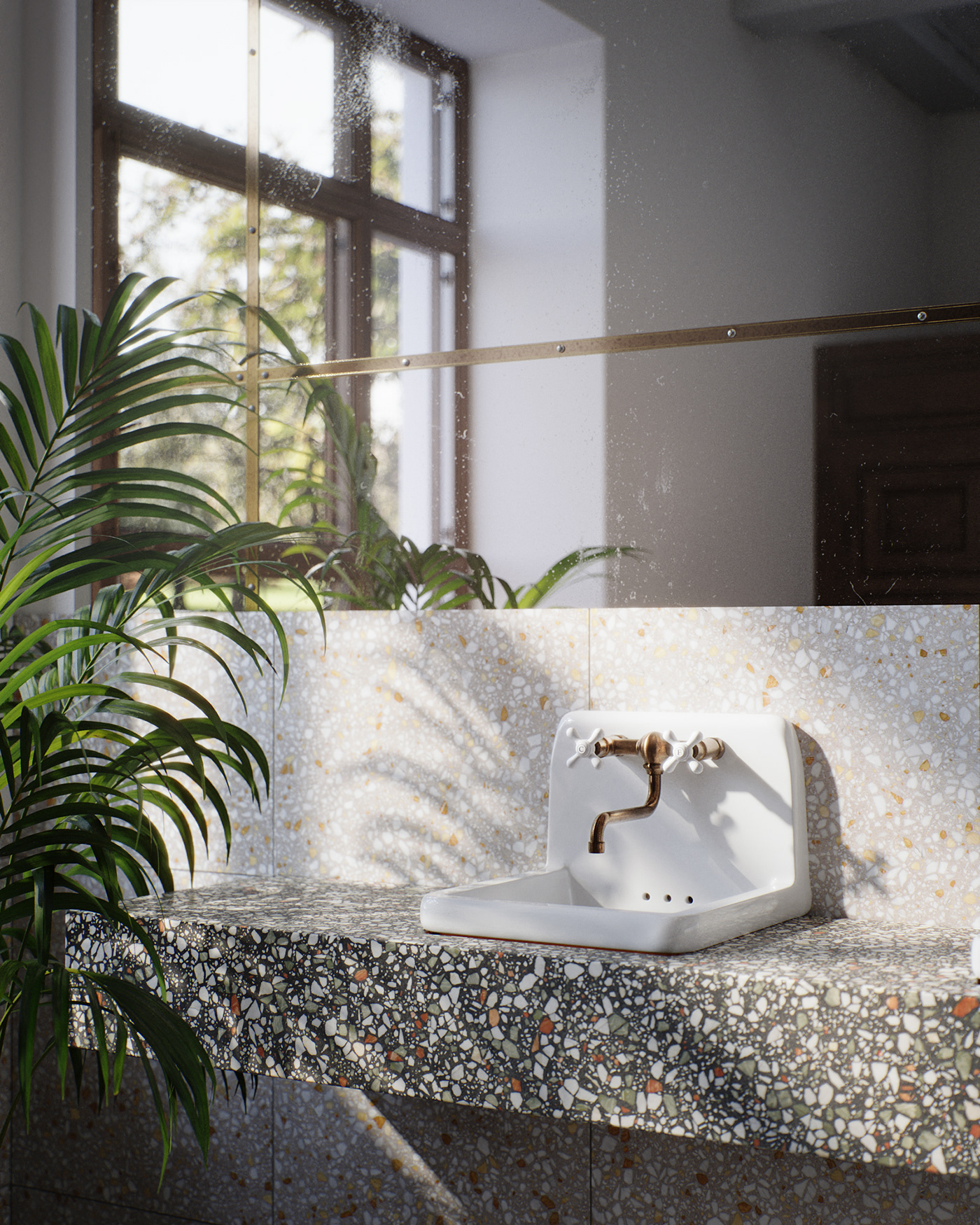 Render toilet bathroom modern vintage Retro CGI Interior Visualization archviz renovation