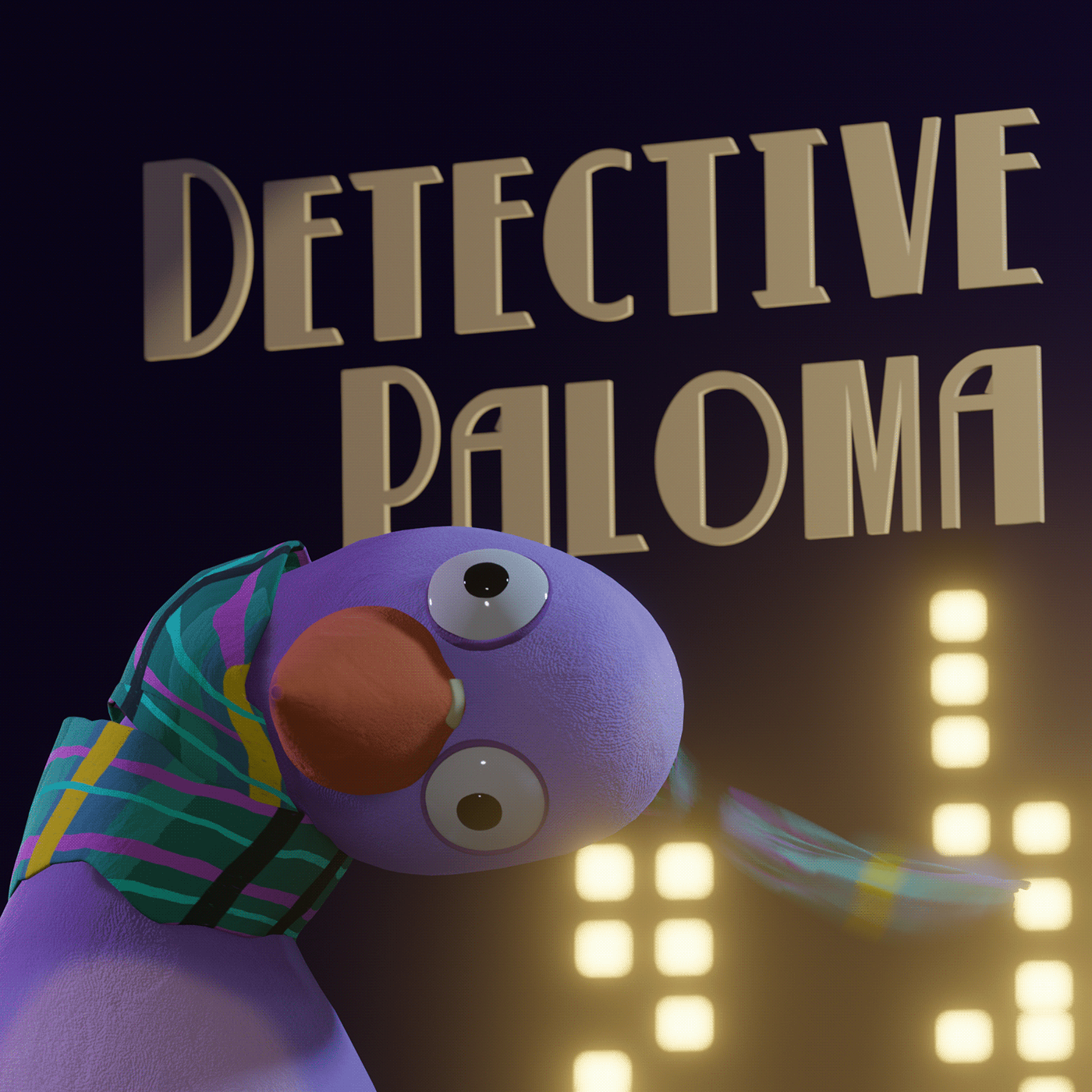 paloma detective noir mistery Digital Art  3D blender 3d modeling animation  pidgeon