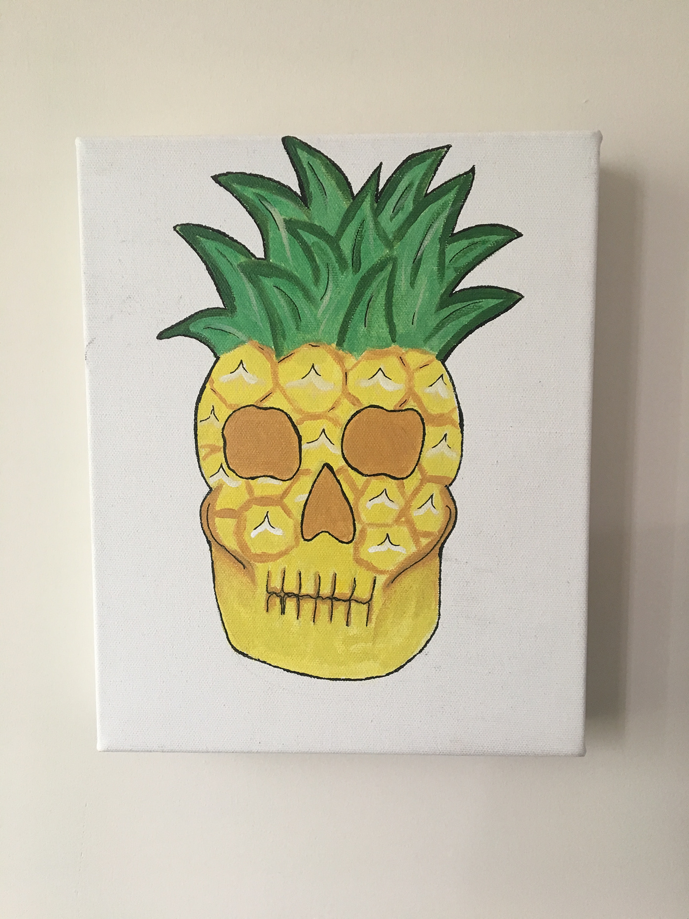 canvas painting   Pineapple skull Halloween