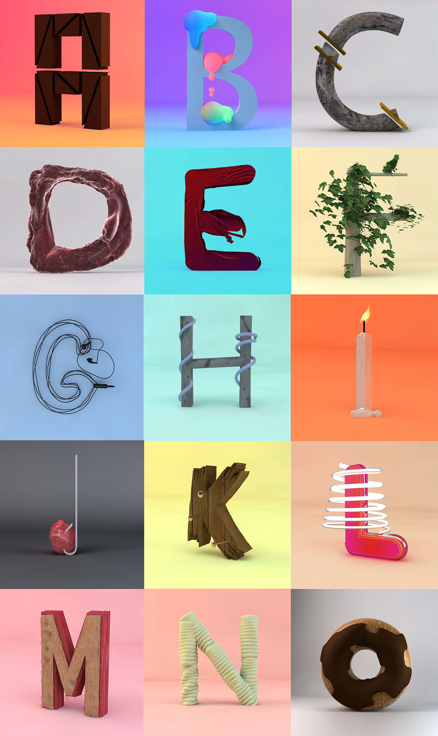 alphabet 3D c4d design funny poster print free font publishing   geek French Exhibition  Sculpt